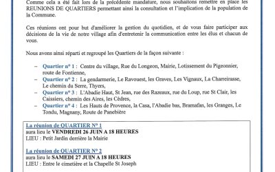 RÉUNIONS DE QUARTIERS