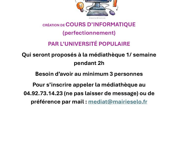 COURS D&rsquo;INFORMATIQUE